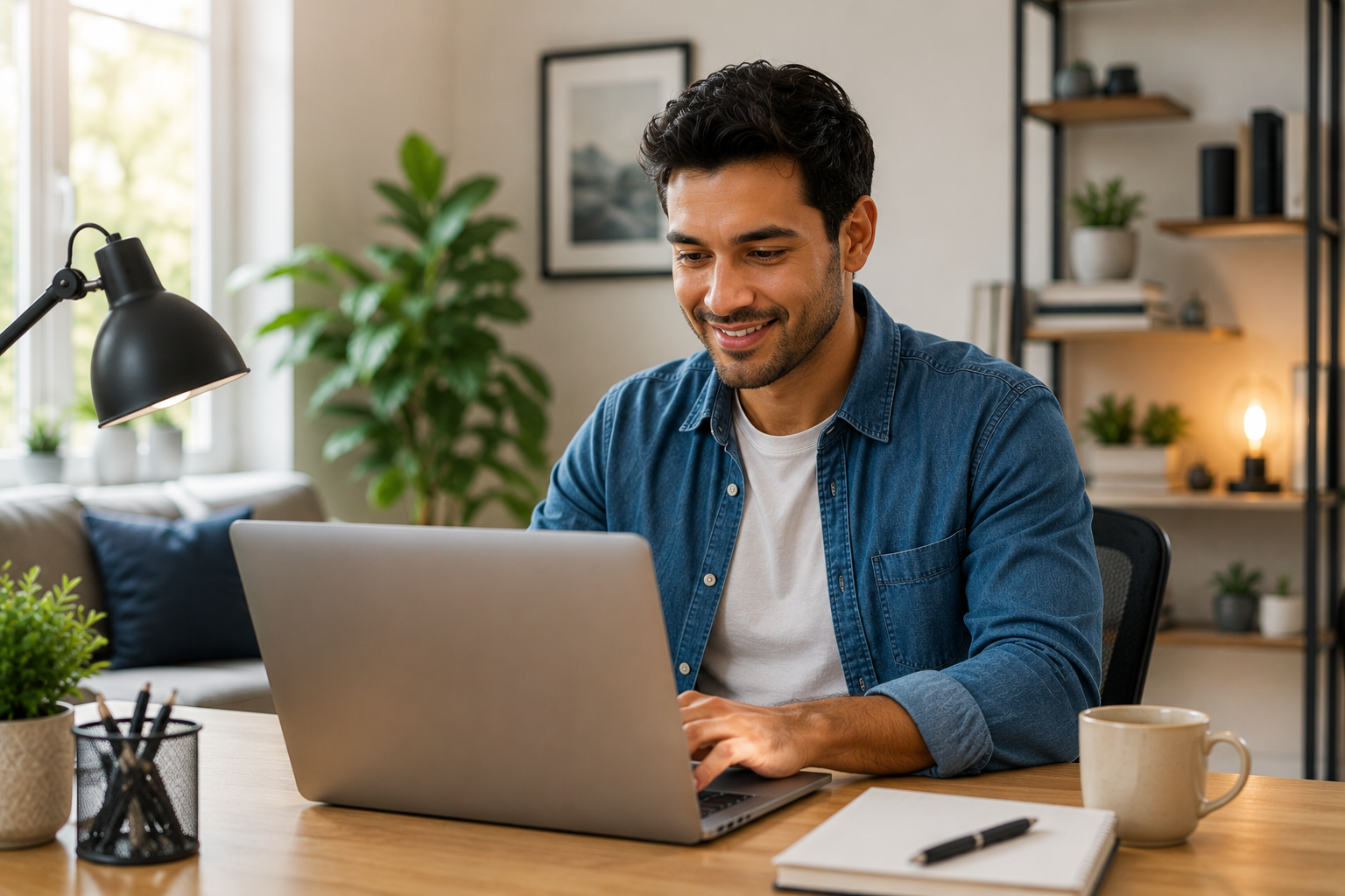Person working remotely from home